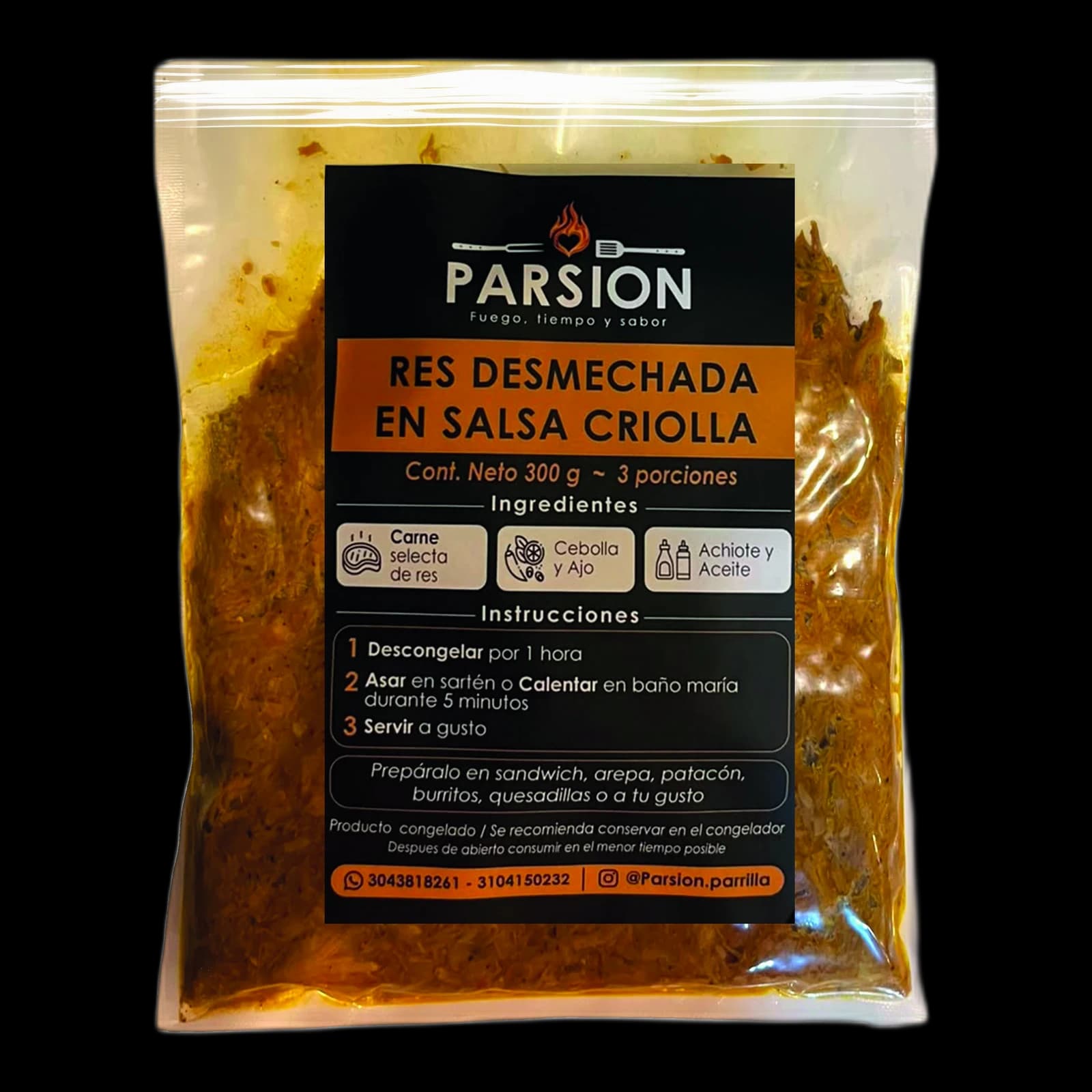 Res Desmechada en Salsa Criolla