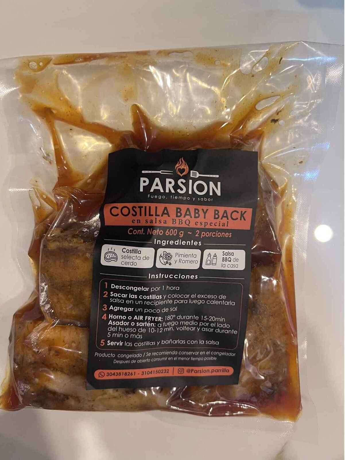 Costilla Baby Back en Salsa BBQ Especial